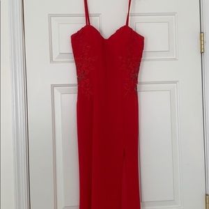 Red Embroidered Prom Dress